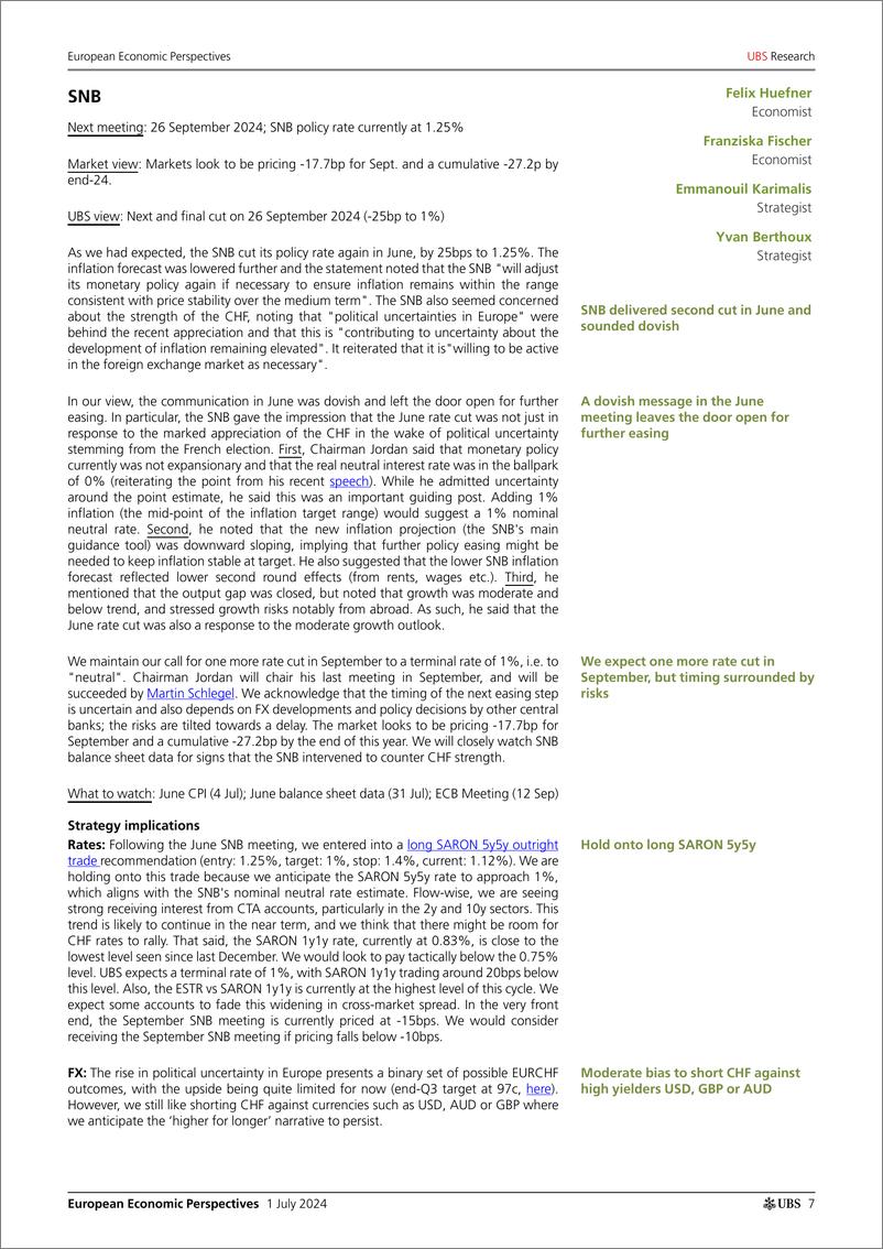 《UBS Economics-European Economic Perspectives _European Central Bank Watch_...-108936903》 - 第7页预览图