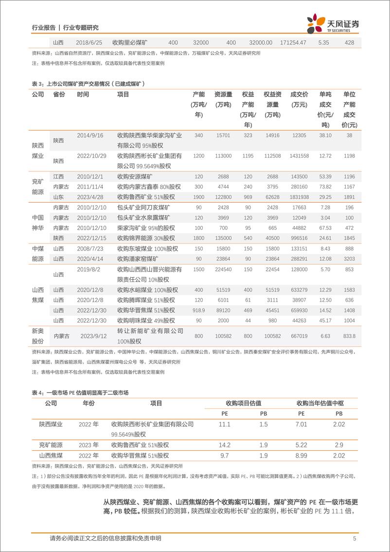 《煤炭开采行业：从估值倒挂看煤炭股估值修复空间-20230918-天风证券-15页》 - 第6页预览图