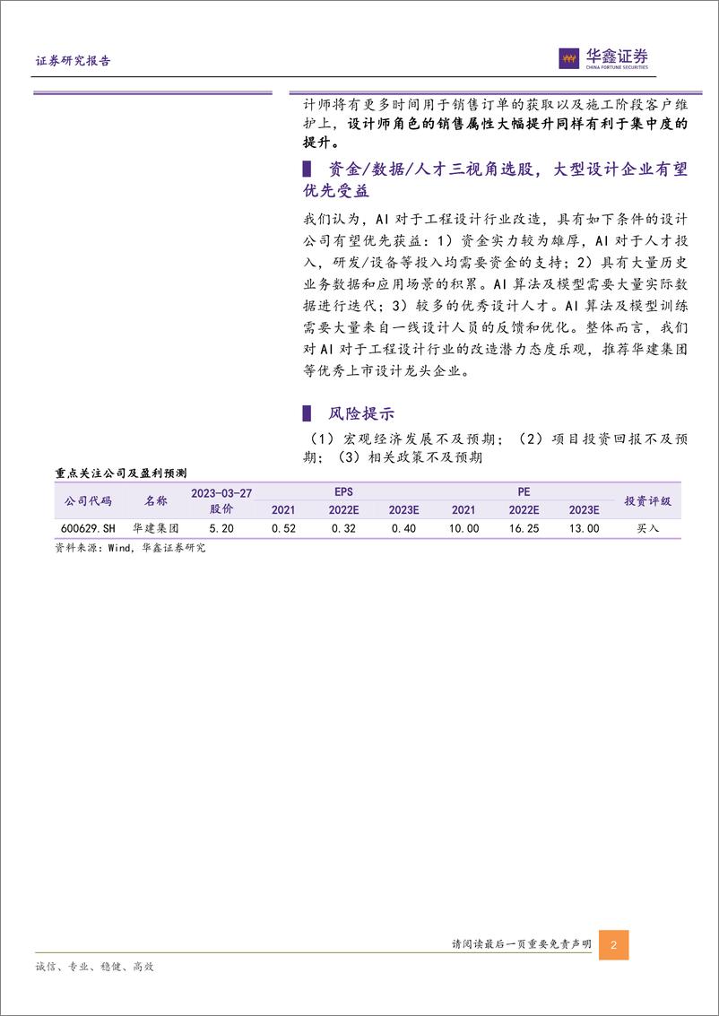 《20230227-华鑫证券-建筑装饰行业动态研究报告：AI+设计潜力巨大，资金、数据、人才优选大型设计企业》 - 第2页预览图