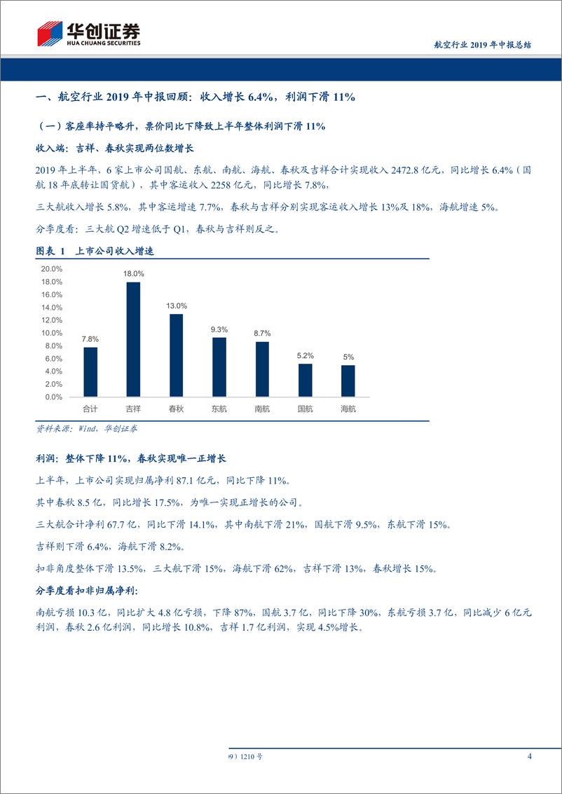 《航空行业2019年中报总结：民营航空买成长与管理，三大航底部待需求回暖-20190901-华创证券-18页》 - 第5页预览图