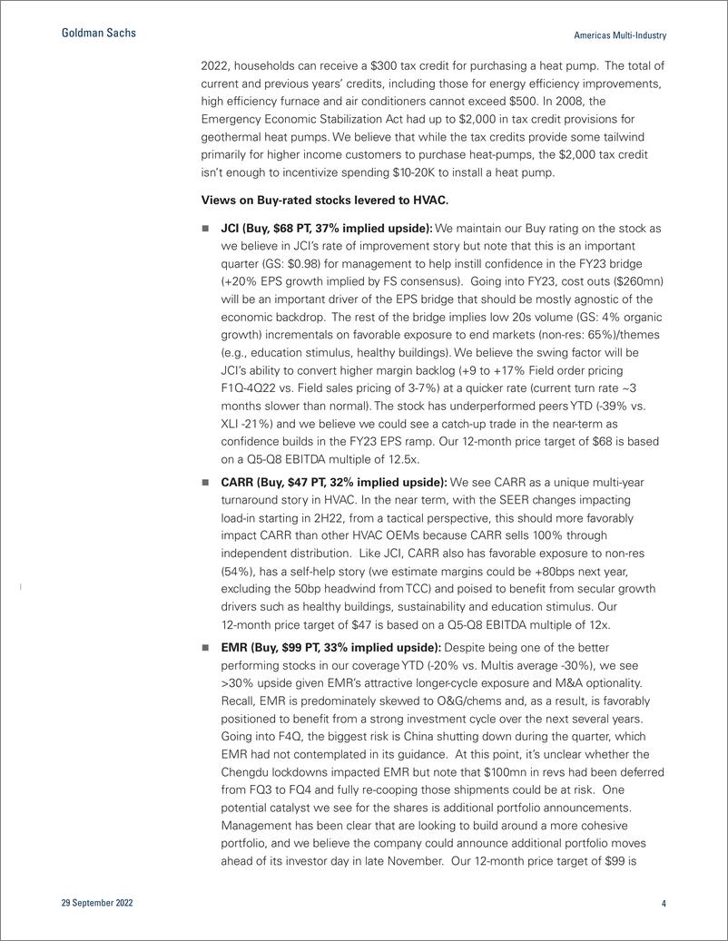 《Americas Multi-Industr Investor topic # Constructive HVAC though IRA benefit modest; Buy OEMs (CARR, JCI) and suppliers (...(1)》 - 第5页预览图