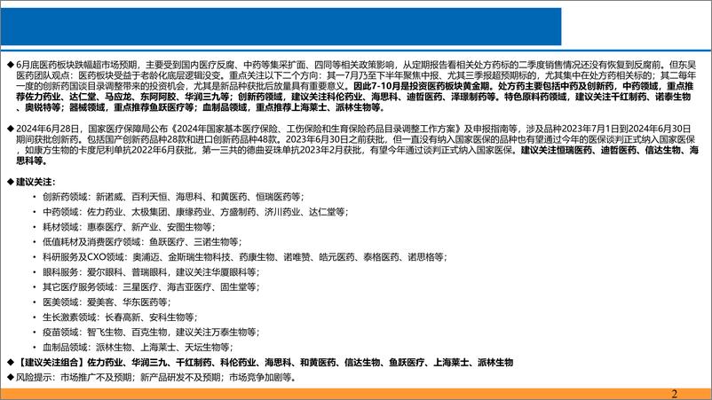 《医药行业7月策略报告：低估值%2b中报选股策略，精选医药子行业龙头-240706-东吴证券-35页》 - 第2页预览图