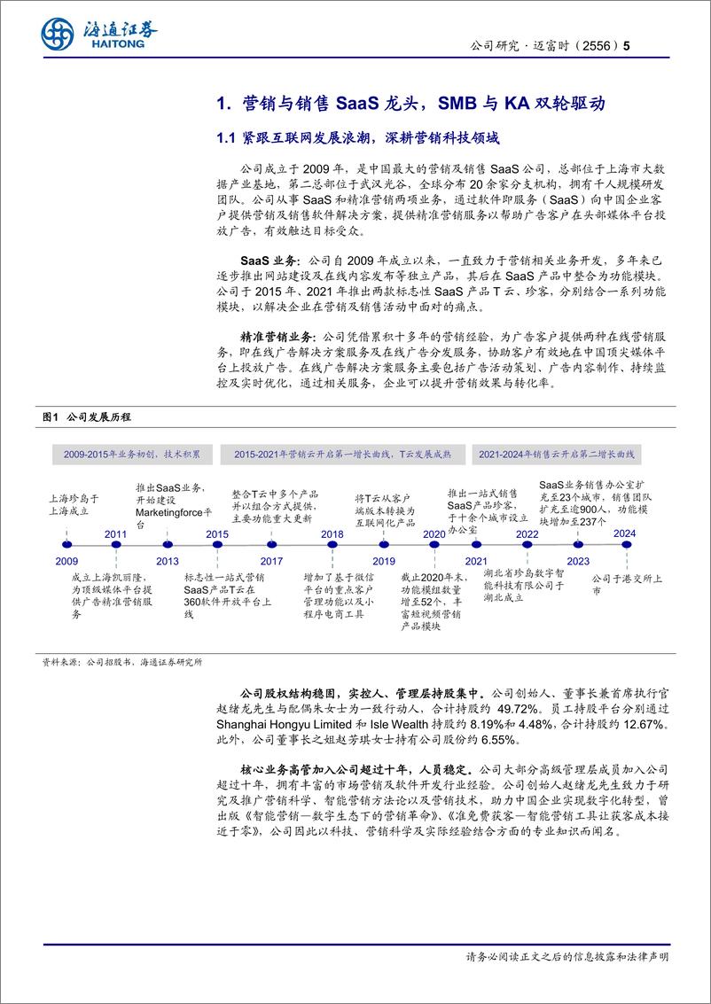 《海通证券-迈富时-2556.HK-公司深度报告_平台化与AI深度融合_成就中国营销与销售SaaS龙头》 - 第5页预览图