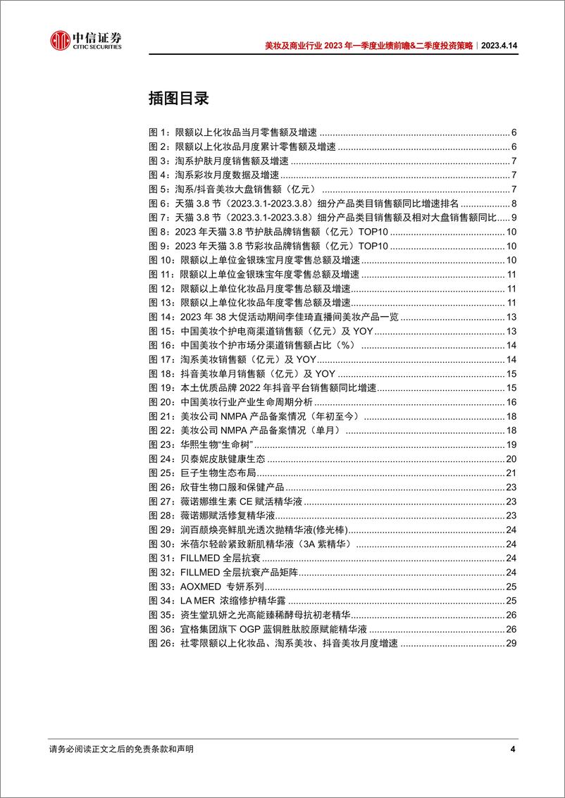 《美妆及商业行业2023年一季度业绩前瞻&二季度投资策略：为既往高增长补课，为未来高增长蓄势-20230414-中信证券-34页》 - 第4页预览图