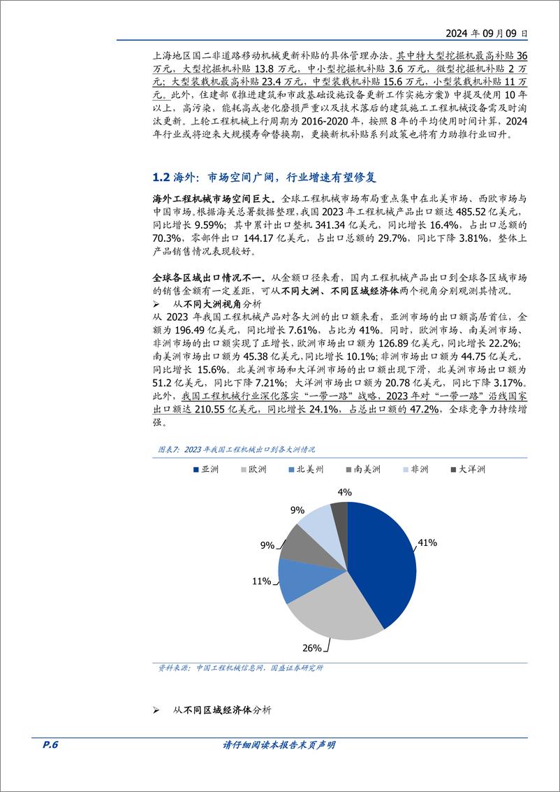 《工程机械行中报总结：国内下滑收窄，海外维持正增长，盈利能力提升明显-240909-国盛证券-18页》 - 第6页预览图