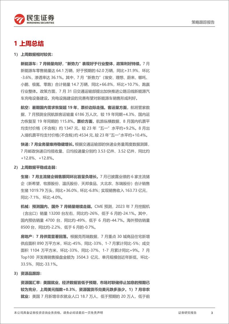 《行业信息跟踪：新能源汽车销量向好，房地产供需显著走弱-20230808-民生证券-30页》 - 第4页预览图