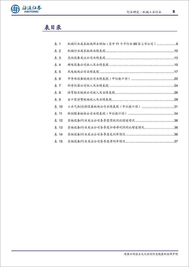 《机械工业行业24Q2成长板块总结：半导体设备、出口消费链表现居前，新能源设备等行业承压-240909-海通证券-38页》 - 第8页预览图