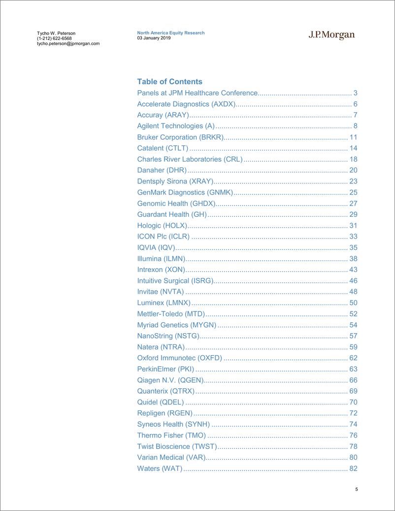 《J.P. 摩根-美股-医疗保健行业-美国生命科学工具与诊断：摩根医疗会议的问题与主题-2019.1.3-88页》 - 第7页预览图