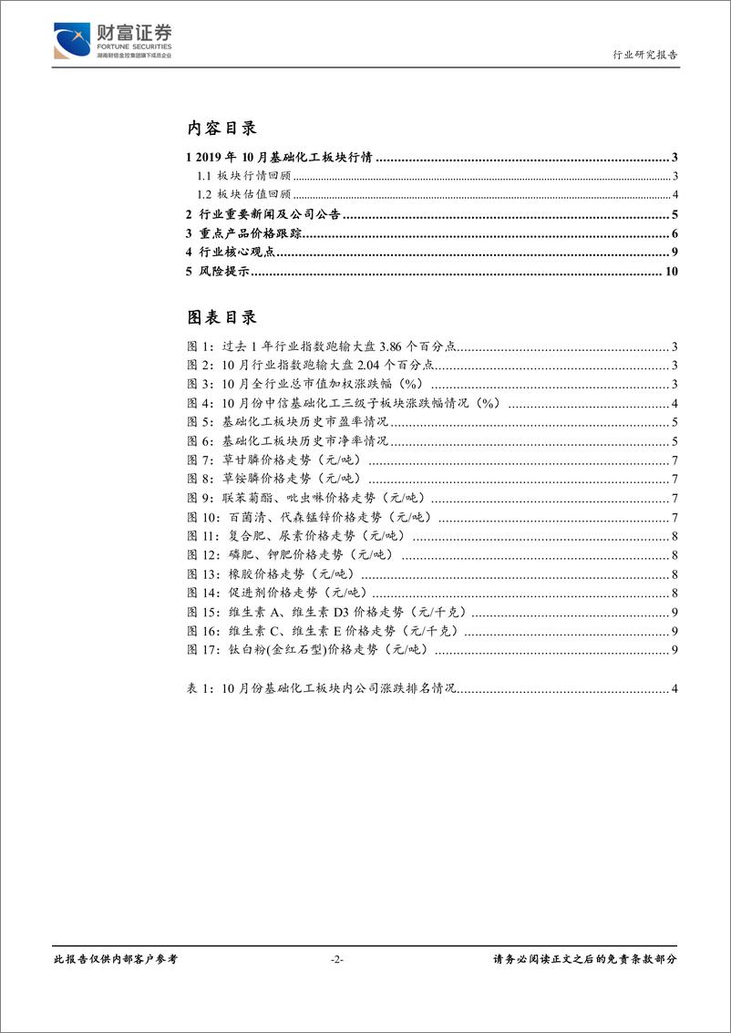 《基础化工行业：基础化工Q3利润同、环比下滑，周期景气持续向下-20191106-财富证券-11页》 - 第3页预览图