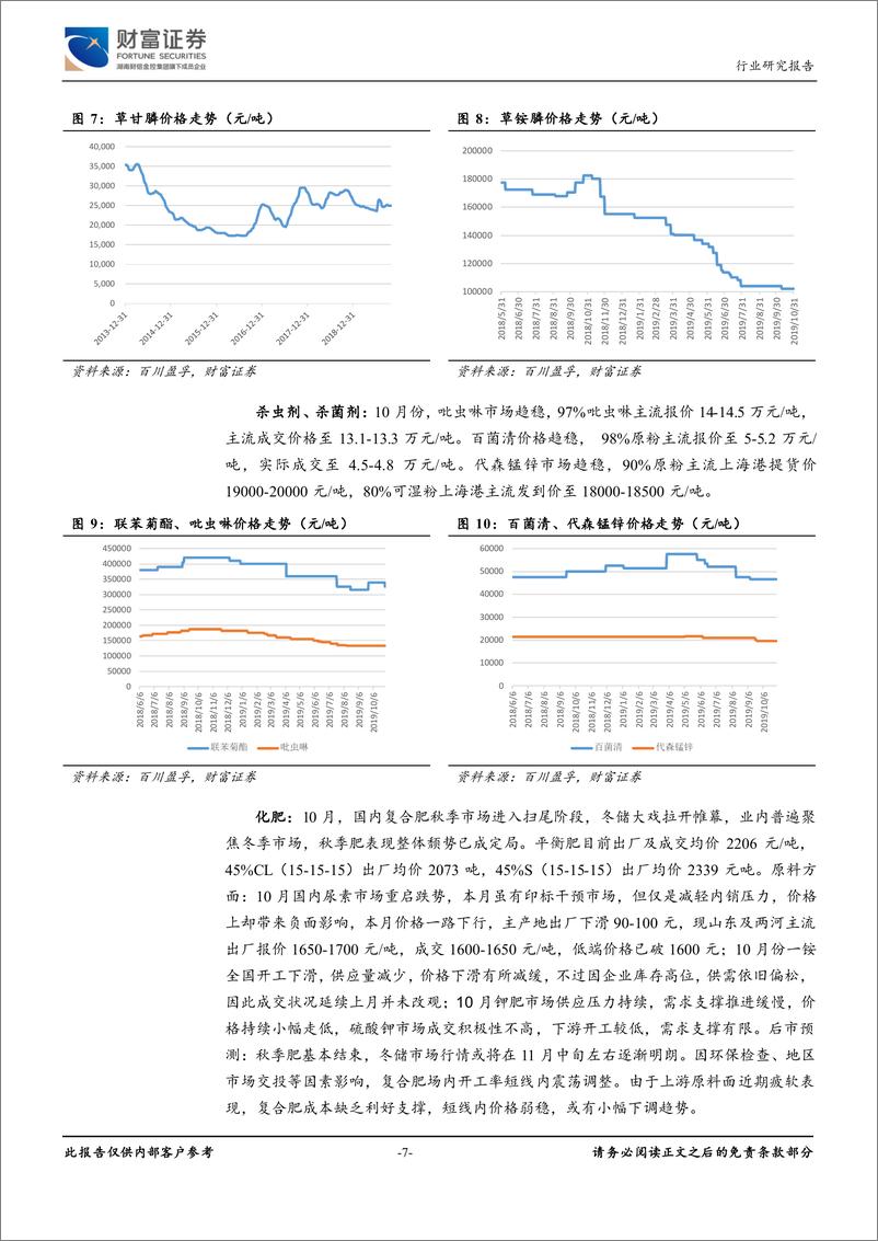 《基础化工行业：基础化工Q3利润同、环比下滑，周期景气持续向下-20191106-财富证券-11页》 - 第8页预览图