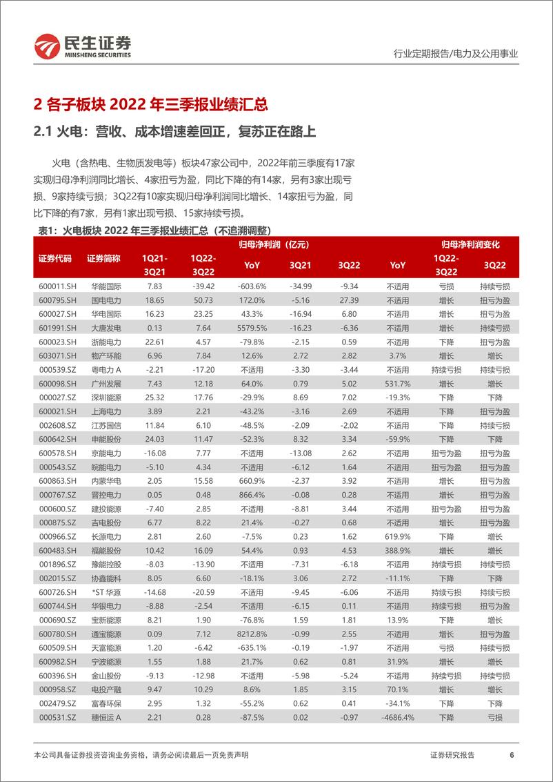 《电力行业2022年三季报业绩综述：水“枯”火“热”，核风光齐头并进-20221103-民生证券-17页》 - 第7页预览图