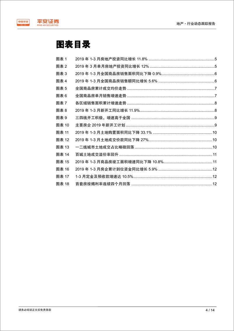 《地产行业动态跟踪报告：投资延续高位，销售如期回温-20190417-平安证券-14页》 - 第5页预览图