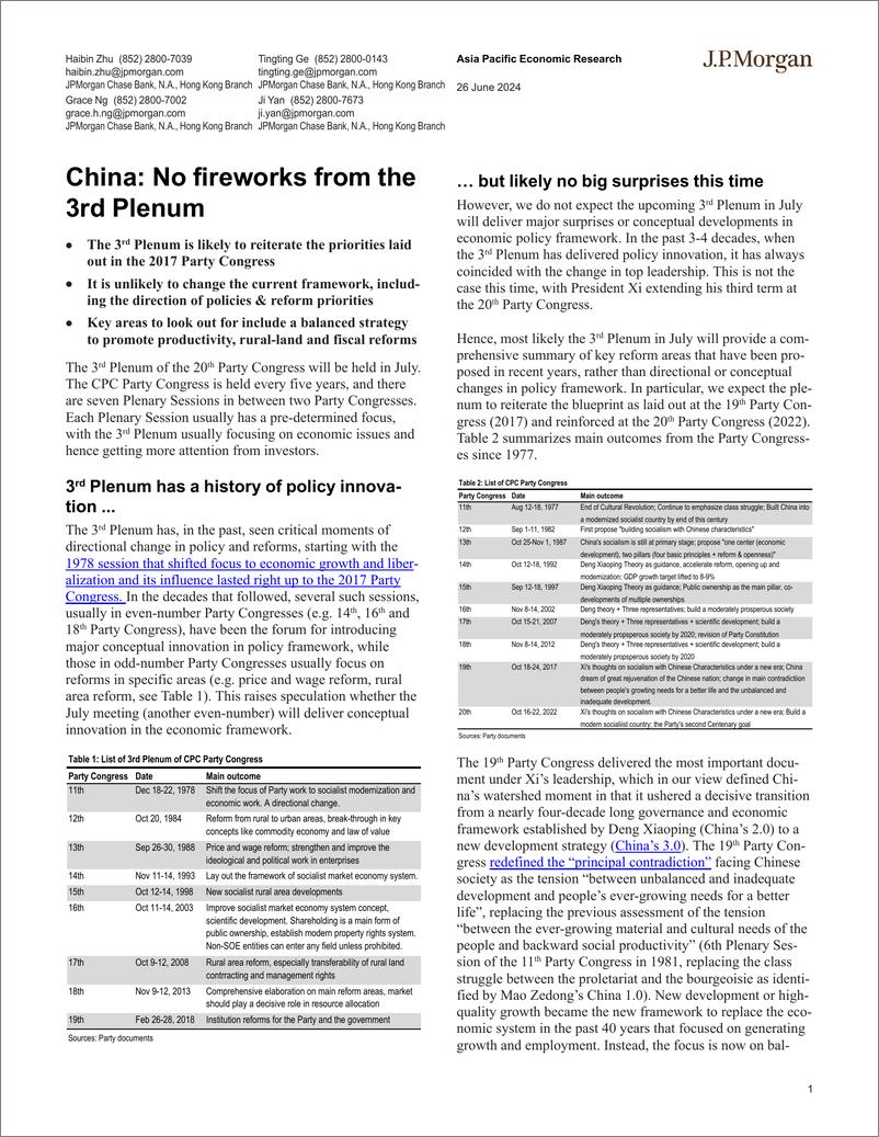 《JPMorgan Econ  FI-China No fireworks from the 3rd Plenum-108863441》 - 第1页预览图