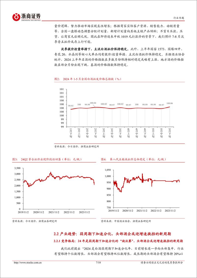 《白酒行业24Q2业绩前瞻%262024半年度策略：Q2控速不改全年，穿越周期谋划长远-240707-浙商证券-18页》 - 第7页预览图