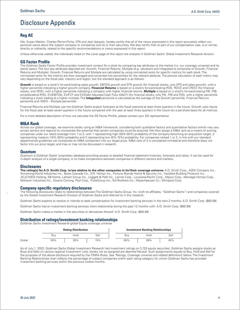 《A.O. Smith Corp. (AOS 2Q22 Reca North America Volumes Decelerating; Maintain Sell(1)》 - 第5页预览图