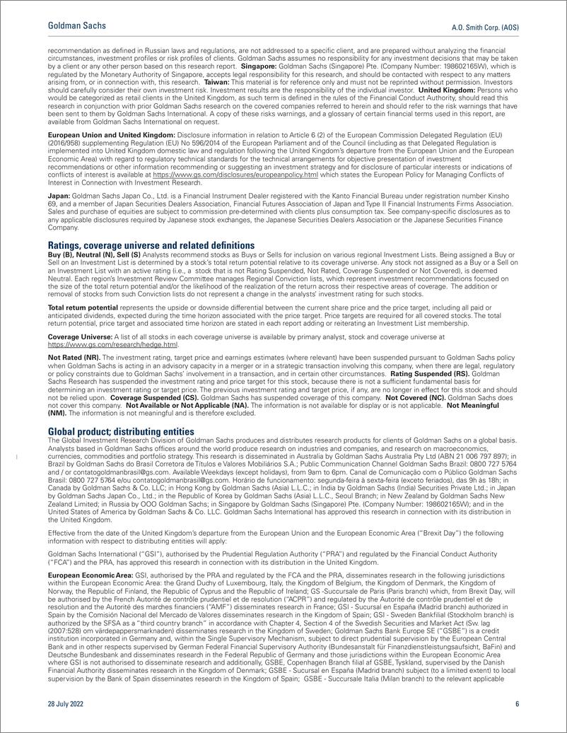 《A.O. Smith Corp. (AOS 2Q22 Reca North America Volumes Decelerating; Maintain Sell(1)》 - 第7页预览图