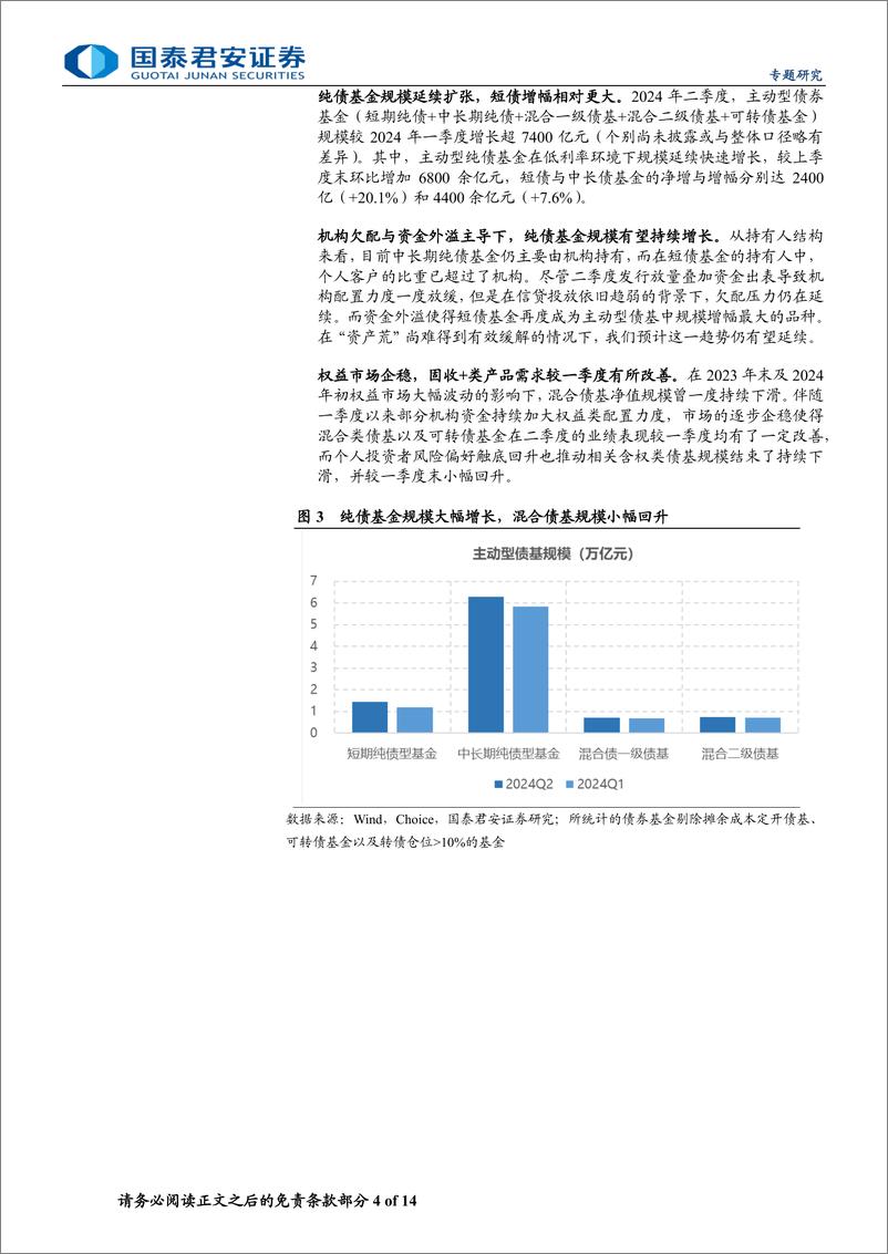 《债券型基金2024Q2季报分析：资金出表加资产荒，债基规模扩张与久期策略轮动-240722-国泰君安-14页》 - 第4页预览图