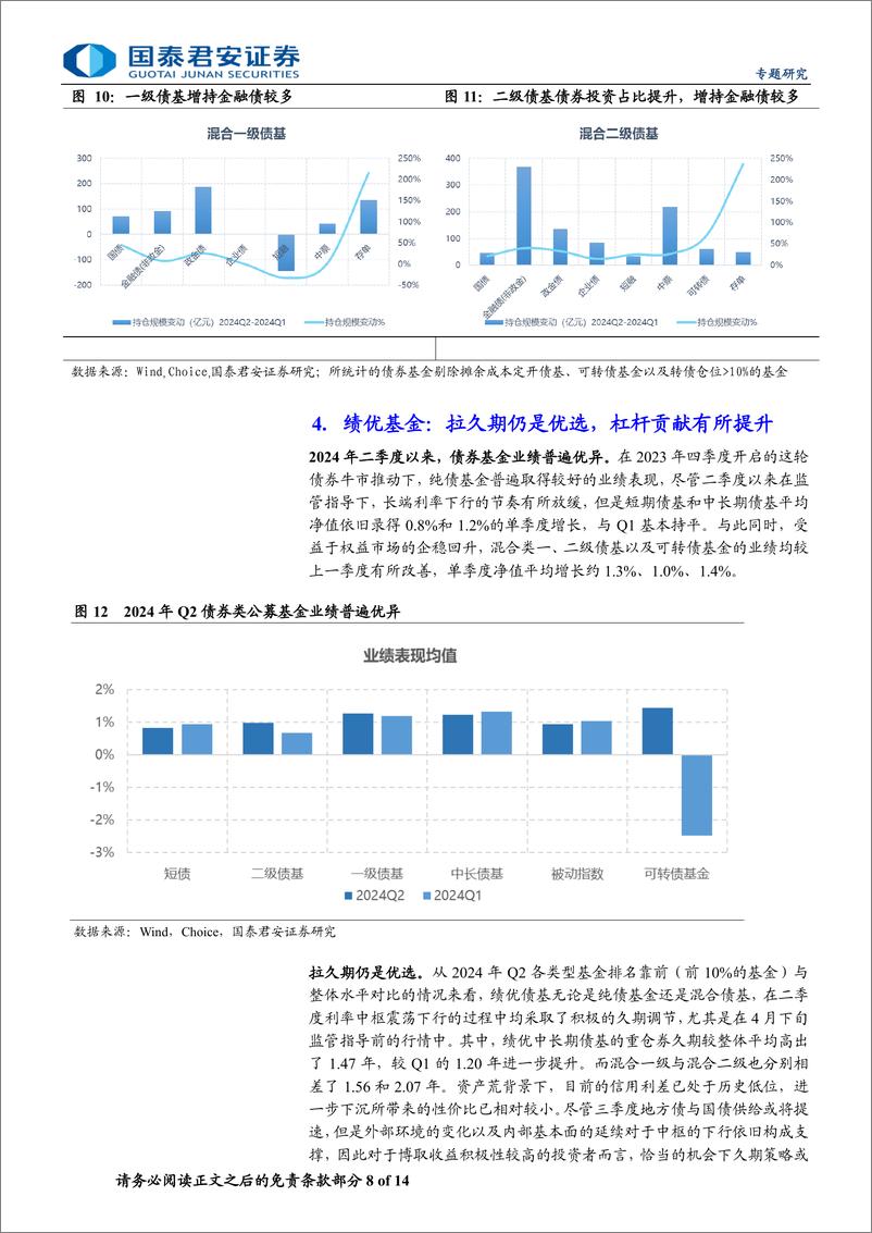 《债券型基金2024Q2季报分析：资金出表加资产荒，债基规模扩张与久期策略轮动-240722-国泰君安-14页》 - 第8页预览图