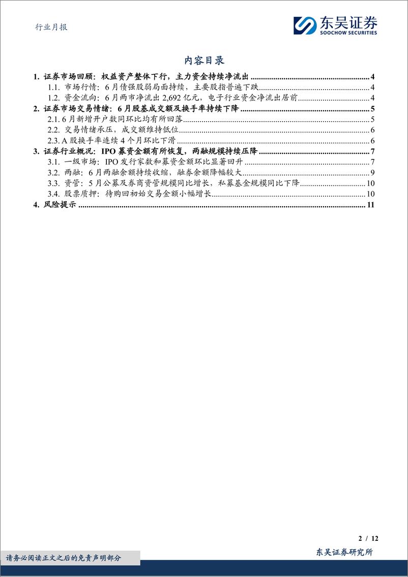 《证券Ⅱ行业月报：日均股基成交额触底，IPO市场现回暖信号-240716-东吴证券-12页》 - 第2页预览图