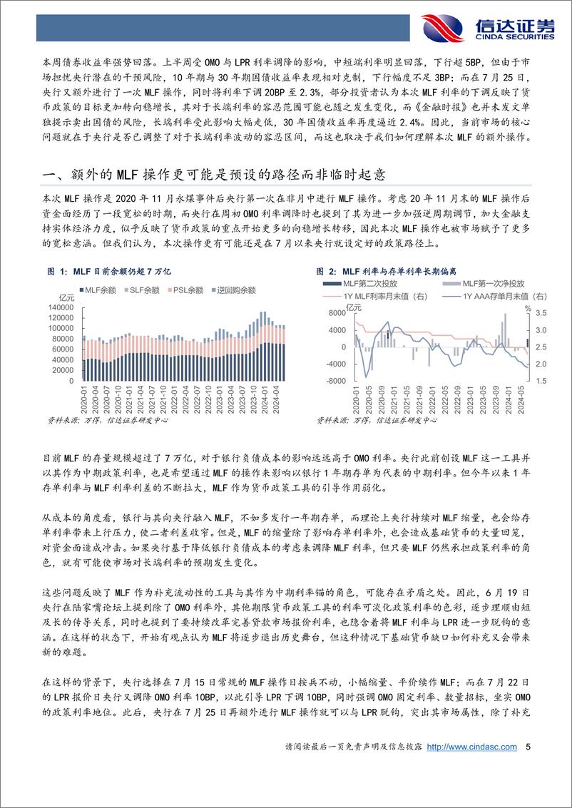 《债券研究专题报告：MLF降息是否意味着央行对长债利率的容忍区间变化？-240728-信达证券-11页》 - 第5页预览图