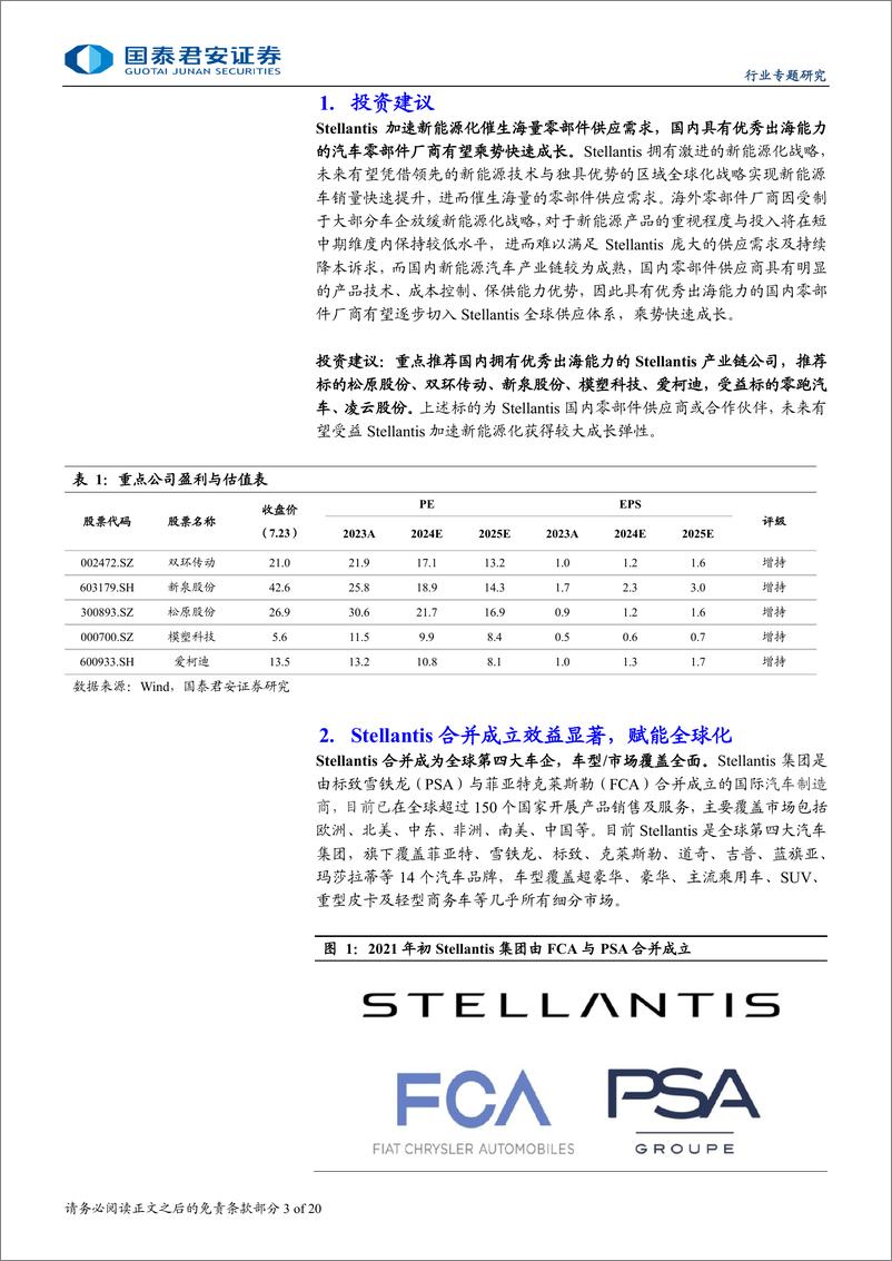 《汽车行业Stellantis集团专题研究报告：电动转型加速，国内供应链有望乘势而起-240728-国泰君安-20页》 - 第3页预览图