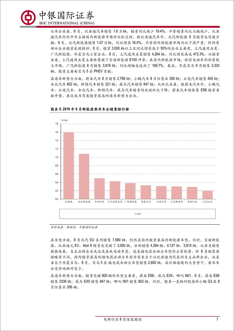 《电新行业8月深度跟踪：新能源汽车销量环比微增，海外光伏持续景气-20190926-中银国际-22页》 - 第8页预览图