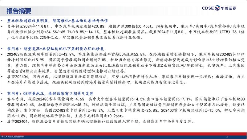 《汽车行业2024年三季报综述：政策发力销量复苏，看好行业盈利能力修复-241113-华龙证券-36页》 - 第3页预览图