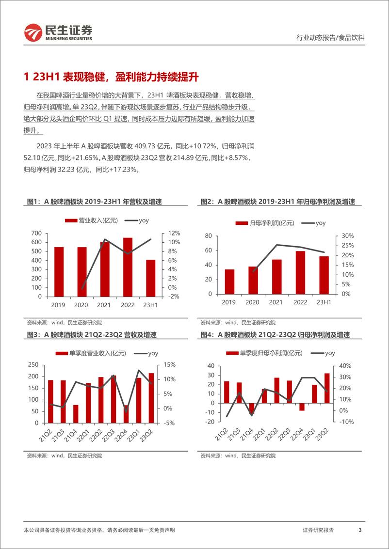 《啤酒行业2023年半年报业绩综述：结构升级态势向上，盈利能力彰显韧性-20230910-民生证券-21页》 - 第4页预览图