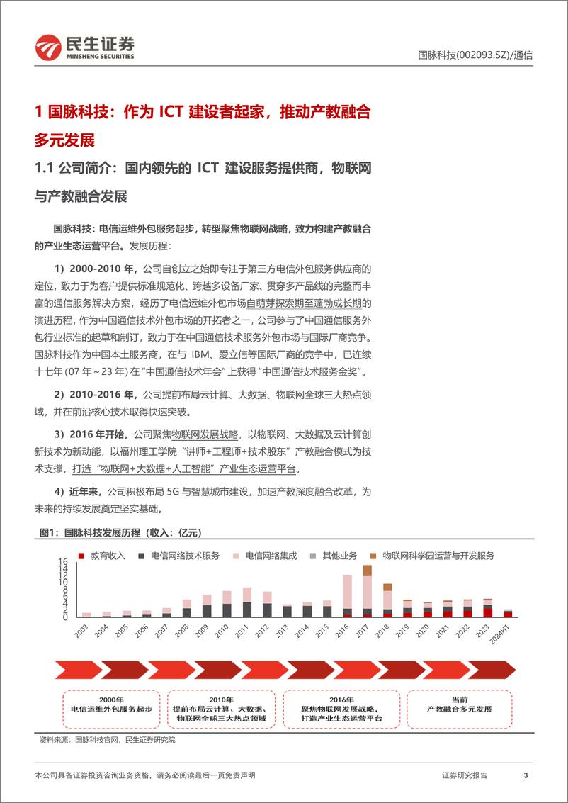 《国脉科技(002093)公司动态报告：ICT建设服务商，产教融合打开成长空间-241124-民生证券-26页》 - 第3页预览图