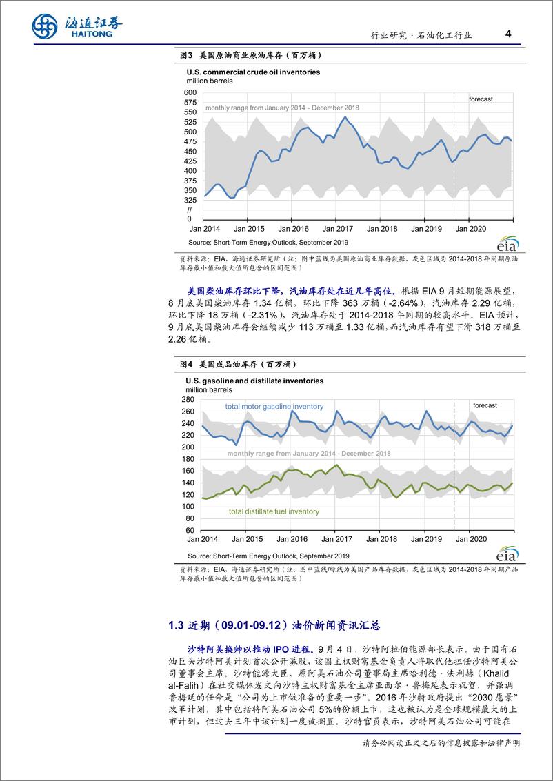 《石油化工行业月报：OPEC减产执行率下降到119%，国内长丝盈利继续改善-20190913-海通证券-10页》 - 第5页预览图