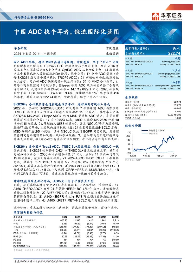 《科伦博泰生物-B(6990.HK)中国ADC执牛耳者，锻造国际化蓝图-240620-华泰证券-55页》 - 第1页预览图