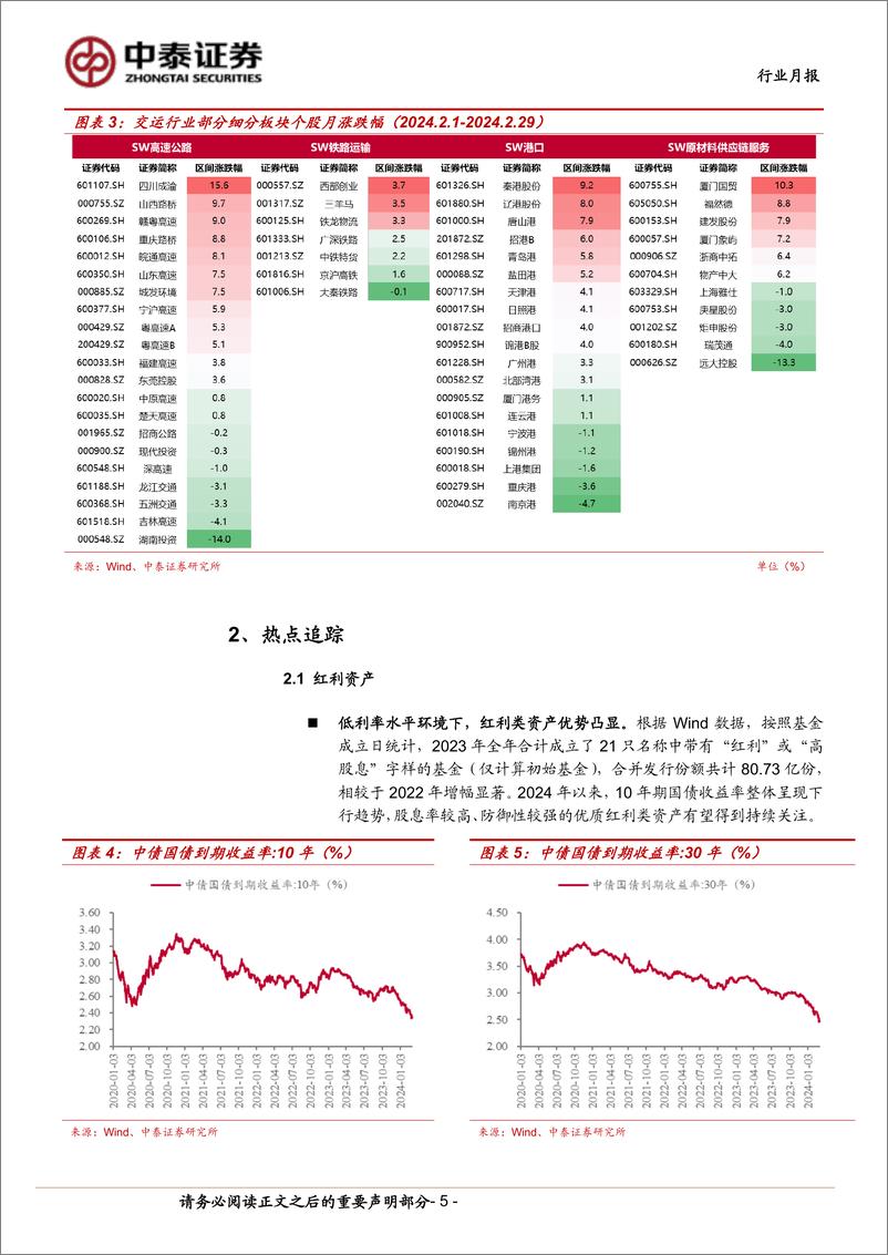 《交通运输(公铁港链)行业公铁港链3月投资策略：质量回报有望提升，红利资产稳中向好-240304-中泰证券-15页》 - 第4页预览图