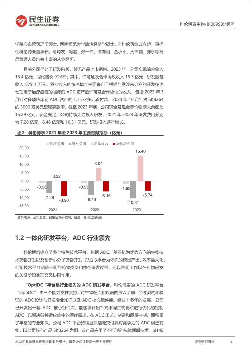 《科伦博泰生物-B(6990.HK)深度报告：ADC龙头商业化在即，授权出海展现重磅潜力-240728-民生证券-43页》 - 第4页预览图