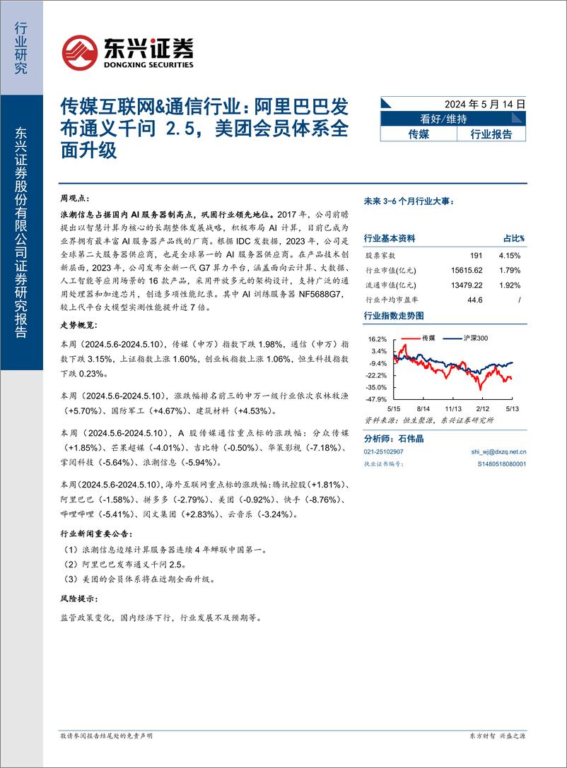 《2024年05月17日更新-阿里巴巴发布通义千问2.5，美团会员体系全面升级》 - 第1页预览图