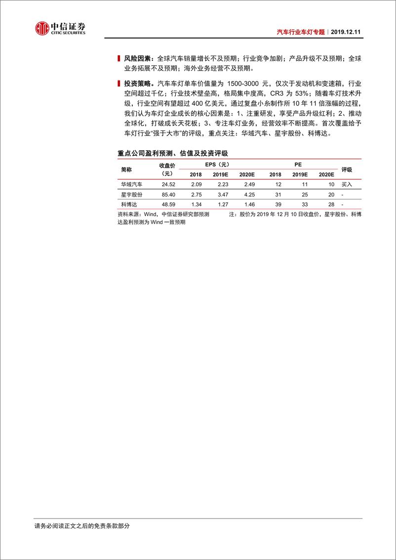 《汽车行业车灯专题：黄金赛道，唯专不破-20191211-中信证券-28页》 - 第3页预览图