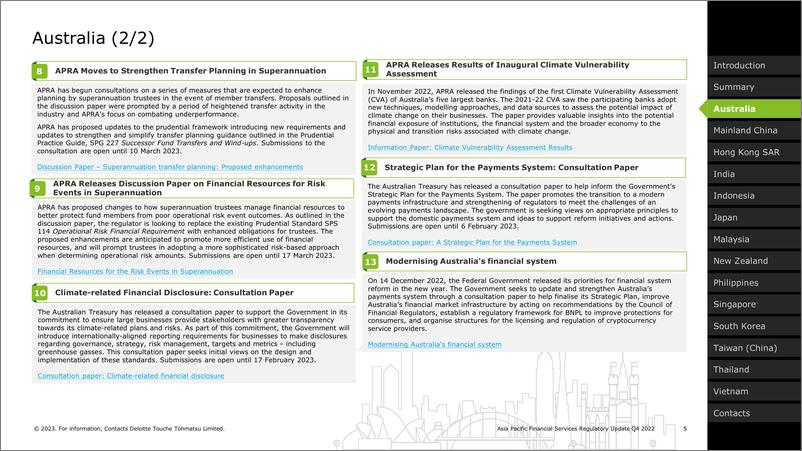 《【德勤】2022年第四季度 亚太地区金融服务监管政策更新-32页》 - 第6页预览图