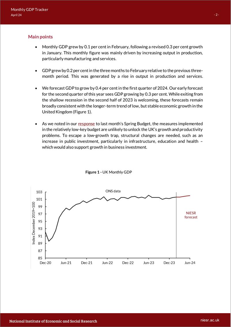 《英国国家经济和社会研究所-英国月度GDP追踪：英国经济增长势头强劲，衰退压力再现（英）-2024.4-12页》 - 第2页预览图