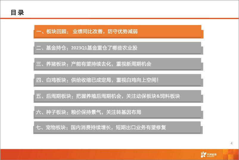 《农林牧渔行业2022&2023Q1总结报告-20230527-天风证券-80页》 - 第5页预览图