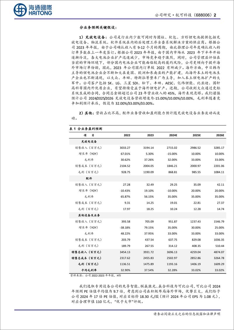 《杭可科技(688006)公司半年报点评：设备确收周期拉长致业绩承压，期待后续出海带来增量-240906-海通国际-13页》 - 第2页预览图