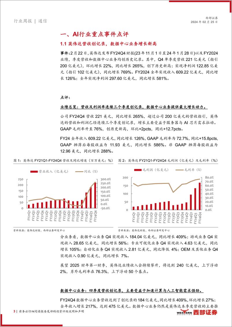 《202403月更新-英伟达业绩超预期，谷歌发布开源大模型Gemma》 - 第3页预览图