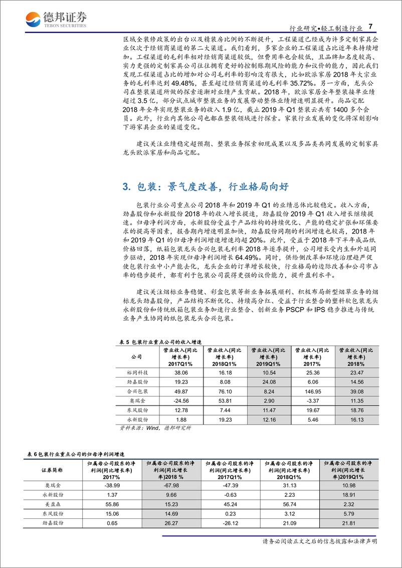 《轻工制造行业2018年&2019年Q1综述-20190512-德邦证券-10页》 - 第8页预览图