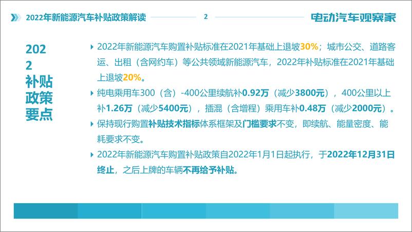 《2022年新能源汽车补贴政策解读》 - 第2页预览图