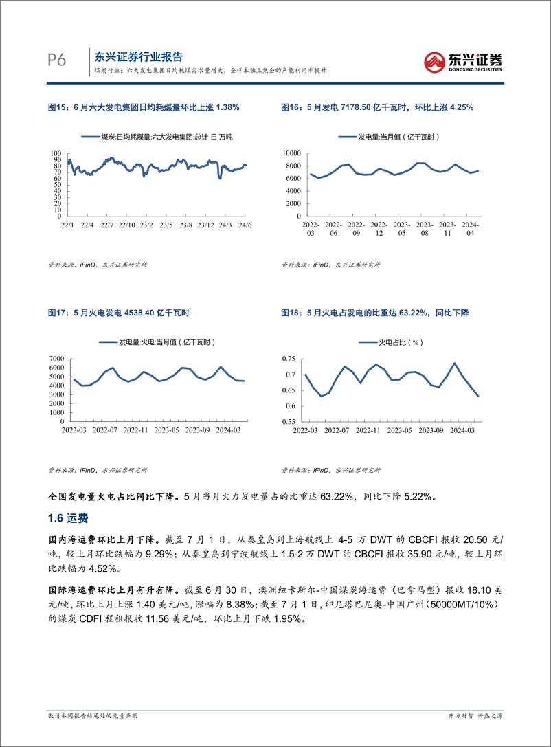 《煤炭行业报告：六大发电集团日均耗煤需求量增大，全样本独立焦企的产能利用率提升-240719-东兴证券-13页》 - 第6页预览图