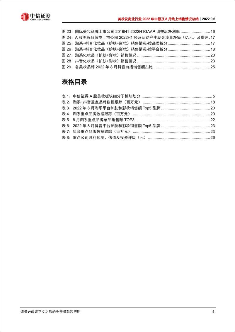 《美妆及商业行业2022年中报及8月线上销售情况总结：承压下分化成长，淡季中静待花开-20220906-中信证券-28页》 - 第5页预览图