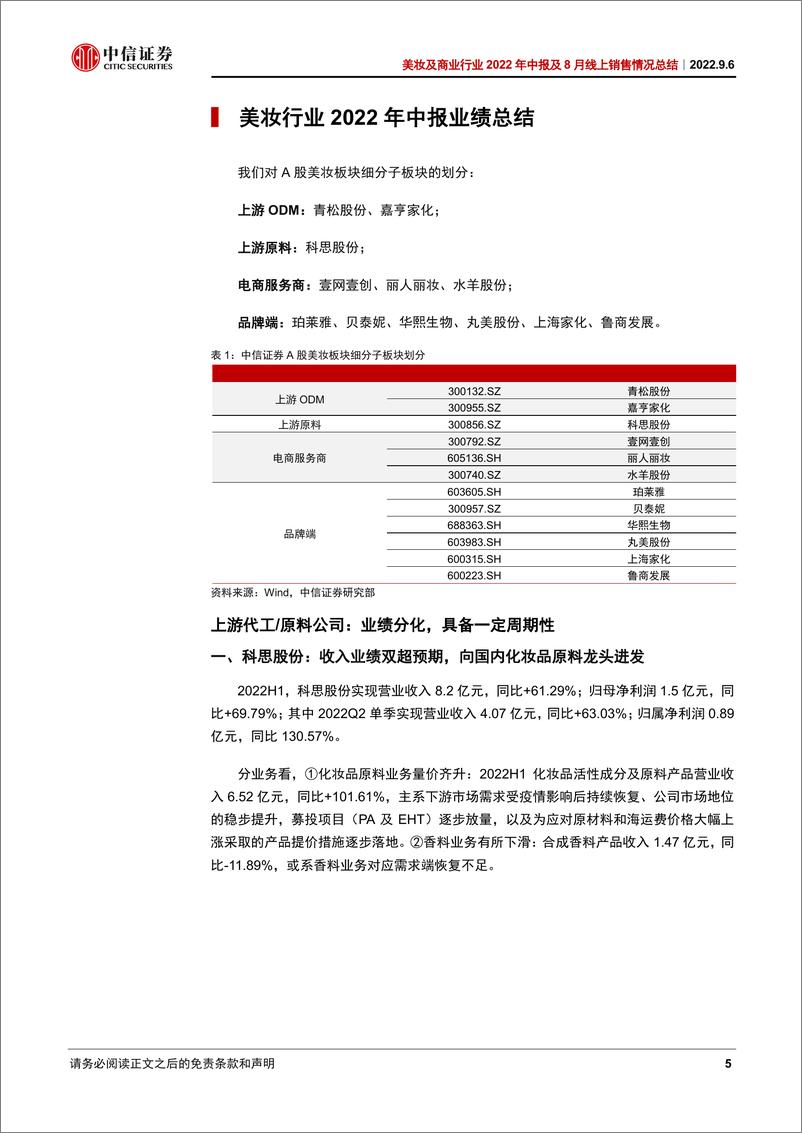 《美妆及商业行业2022年中报及8月线上销售情况总结：承压下分化成长，淡季中静待花开-20220906-中信证券-28页》 - 第6页预览图