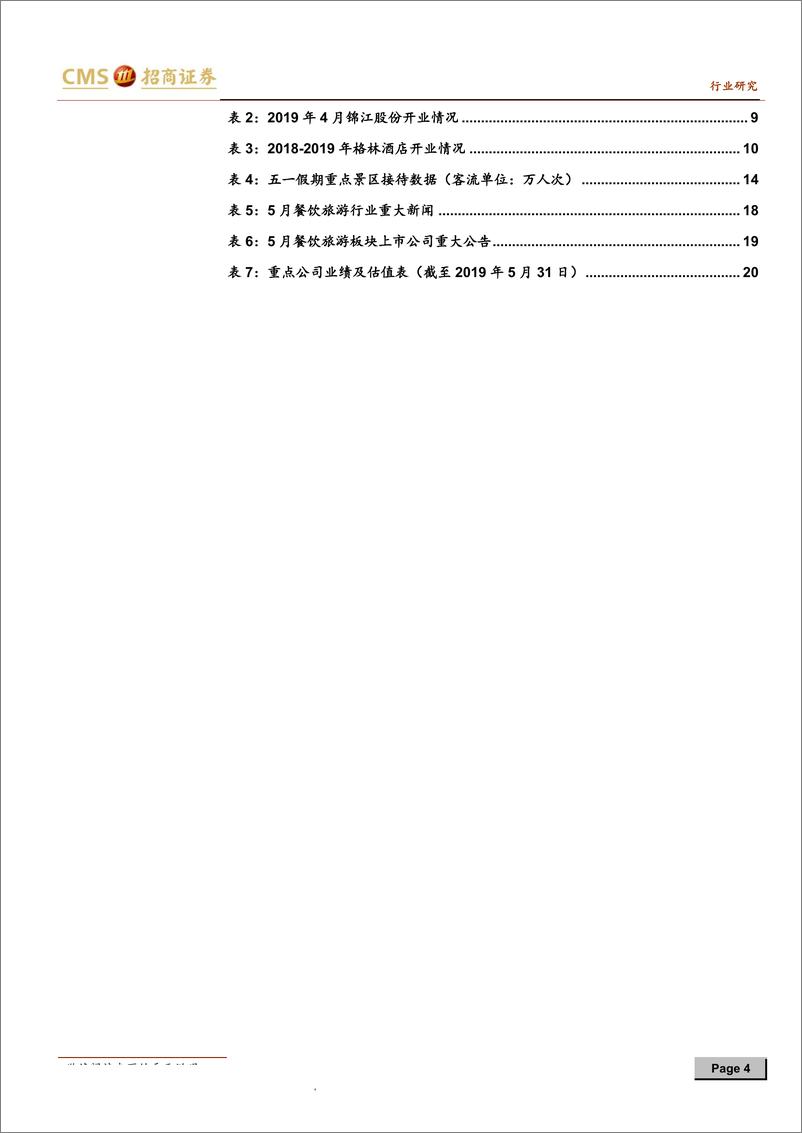 《旅游行业数据跟踪及6月投资策略：旅游消费平淡，关注板块防御价值-20190605-招商证券-21页》 - 第4页预览图