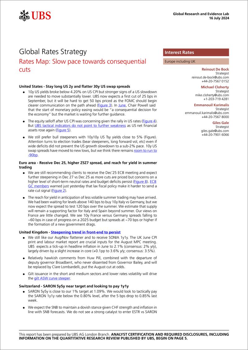 《UBS Fixed Income-Global Rates Strategy _Rates Map Slow pace towards conseque...-109255775》 - 第1页预览图