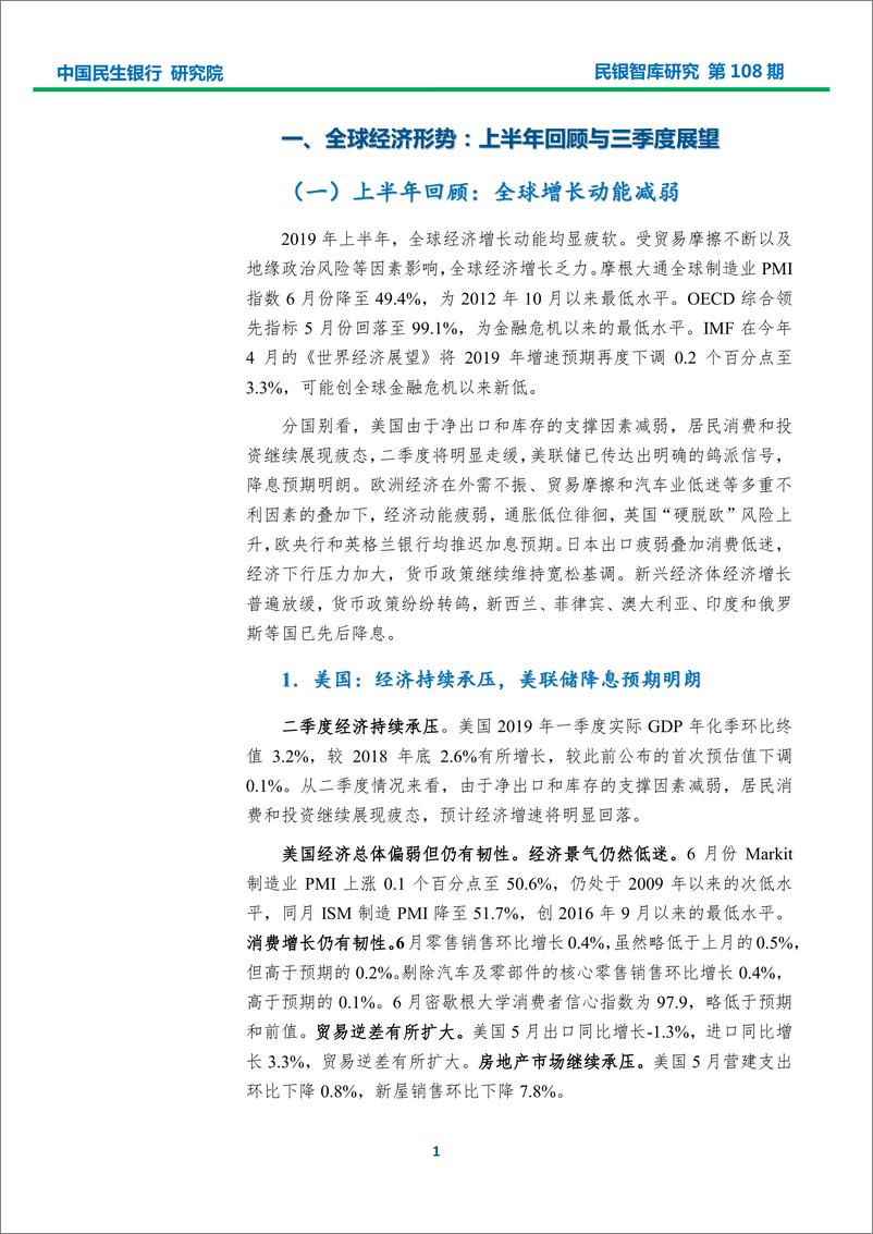 《民银智库-2019年上半年宏观经济形势分析报告-2019.7-45页》 - 第5页预览图