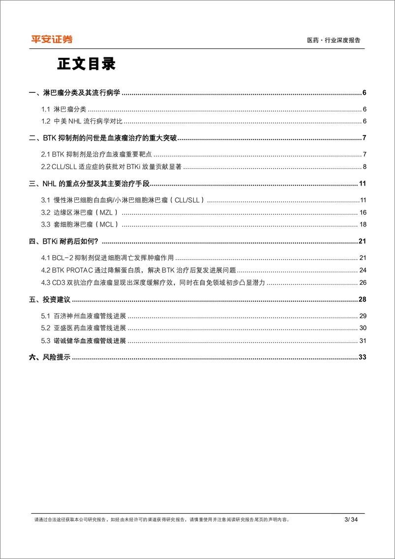 《平安证券-医药行业深度报告_BTK抑制剂问世开启靶向治疗_新型疗法突破耐药难题》 - 第3页预览图