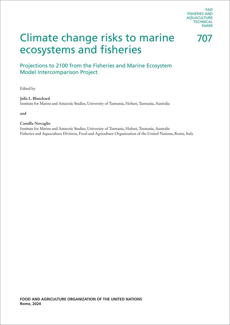 《FAO联合国粮农组织_2024年气候变化对海洋生态系统和渔业的风险报告_英文版》 - 第3页预览图